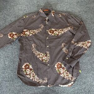 Paul Smith Shirt Mens Large Floral Stripe Button Up Long Sleeve Designer Casual